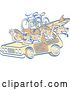 Vector Clip Art of Retro Cartoon Summer Family in a Woody Car by Andy Nortnik