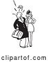 Vector Clip Art of Retro Cartoon Surprised Guy Looking Back with a Lady in by Picsburg