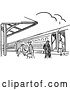 Vector Clip Art of Retro Cartoon Train Station by Picsburg