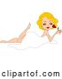 Vector Clip Art of Retro Cartoon Valentine Pinup Lady Draped in a Sheet and Smelling a Rose by BNP Design Studio