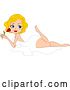 Vector Clip Art of Retro Cartoon Valentine Pinup Lady in a White Dress, Holding a Rose by BNP Design Studio