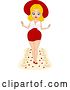 Vector Clip Art of Retro Cartoon Valentine Pinup Lady Walking down an Aisle of Candles and Rose Petals by BNP Design Studio