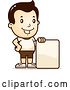 Vector Clip Art of Retro Cartoon White Boy in Shorts, with a Blank Sign by Cory Thoman