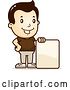 Vector Clip Art of Retro Cartoon White Boy with a Blank Sign by Cory Thoman