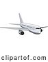 Vector Clip Art of Retro Cartoon White Commercial Airliner Plane by Patrimonio