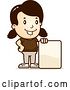 Vector Clip Art of Retro Cartoon White Girl with a Blank Sign by Cory Thoman