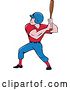 Vector Clip Art of Retro Cartoon White Male Baseball Player Athlete Batting by Patrimonio