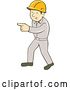 Vector Clip Art of Retro Cartoon White Male Construction Worker Pointing by Patrimonio
