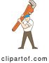 Vector Clip Art of Retro Cartoon White Male Plumber Holding a Monkey Wrench by Patrimonio