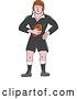 Vector Clip Art of Retro Cartoon White Male Rugby Player Holding the Ball by Patrimonio