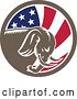 Vector Clip Art of Retro Cartoon Woodcut Charging Elephant in an American Flag Circle by Patrimonio