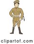 Vector Clip Art of Retro Cartoon World War One British Officer Soldier Holding a Sword by Patrimonio