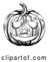 Vector Clip Art of Retro Carved Halloween Woodcut Jackolantern Pumpkin by AtStockIllustration