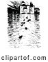 Vector Clip Art of Retro Castle and Boats on the River by Prawny Vintage