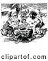 Vector Clip Art of Retro Caveman Family Eating by Prawny Vintage