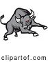 Vector Clip Art of Retro Charging Red Eyed Angry Gray Bull by Patrimonio