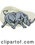 Vector Clip Art of Retro Charging Rhino by Patrimonio