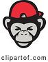 Vector Clip Art of Retro Chimpanzee Baseball Player Wearing Cap Backwards by Patrimonio