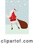 Vector Clip Art of Retro Christmas Santa Claus Pulling a Sack Through Snow by Lineartestpilot