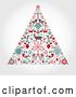 Vector Clip Art of Retro Christmas Tree Made of up Holiday Items on Shading by OnFocusMedia