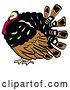 Vector Clip Art of Retro Chubby Brown, Black and Red Turkey Bird with His Head Tucked in His Neck by Andy Nortnik