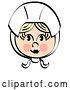Vector Clip Art of Retro Clipart Picture of a Pretty Female Pilgrim Blushing and Wearing a White Bonnet over Her Blond Hair by Andy Nortnik