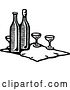 Vector Clip Art of Retro Cloth with Wine Bottles and Glasses by Prawny Vintage