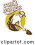 Vector Clip Art of Retro Coal Miner Digging with a Shovel and Text by Patrimonio