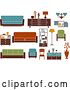 Vector Clip Art of Retro Colorful Household Furniture by Vector Tradition SM