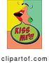 Vector Clip Art of Retro Colorful Pop Art Couple About to Kiss over Salmon Pink by Pauloribau