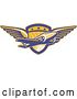 Vector Clip Art of Retro Commercial Airliner Plane over a Winged Pilot Shield by Patrimonio