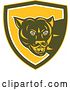 Vector Clip Art of Retro Cougar in a Yellow Brown and White Shield by Patrimonio