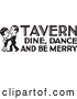 Vector Clip Art of Retro Couple Dancing with Tavern Dine Dance and Be Merry Text by BestVector
