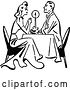 Vector Clip Art of Retro Couple Dining by Candle Light by Prawny Vintage