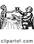 Vector Clip Art of Retro Couple Toasting over a Ham by Prawny Vintage