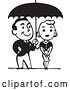 Vector Clip Art of Retro Couple Under an Umbrella by BestVector