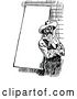 Vector Clip Art of Retro Cowboy by a Sign by Prawny Vintage