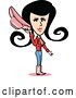 Vector Clip Art of Retro Cowgirl Lady Standing and Holding Her Hat by Andy Nortnik