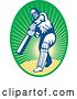 Vector Clip Art of Retro Cricket Batsman Logo - 11 by Patrimonio