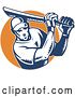 Vector Clip Art of Retro Cricket Batsman Logo - 8 by Patrimonio