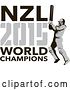 Vector Clip Art of Retro Cricket Player Batsman with NZL 2015 World Champions Text by Patrimonio
