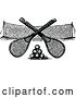 Vector Clip Art of Retro Crossed Tennis Rackets over Balls and a Net by Prawny Vintage