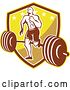 Vector Clip Art of Retro Crossfit Athlete Guy Running over a Barbell on a Shield by Patrimonio
