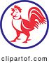 Vector Clip Art of Retro Crowing Rooster in a Blue White and Red Circle by Patrimonio