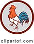 Vector Clip Art of Retro Crowing Rooster in a Brown White and Gray Circle by Patrimonio