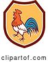 Vector Clip Art of Retro Crowing Rooster in a Maroon White and Yellow Shield by Patrimonio