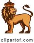 Vector Clip Art of Retro Crowned King Lion by Patrimonio
