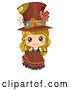 Vector Clip Art of Retro Cute Blond White Steampunk Girl Posing in a Dress and Hat by BNP Design Studio