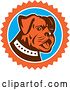 Vector Clip Art of Retro Cute Bulldog in an Orange White and Blue Burst by Patrimonio