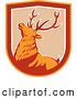 Vector Clip Art of Retro Deer in a Tan White Red and Orange Shield by Patrimonio